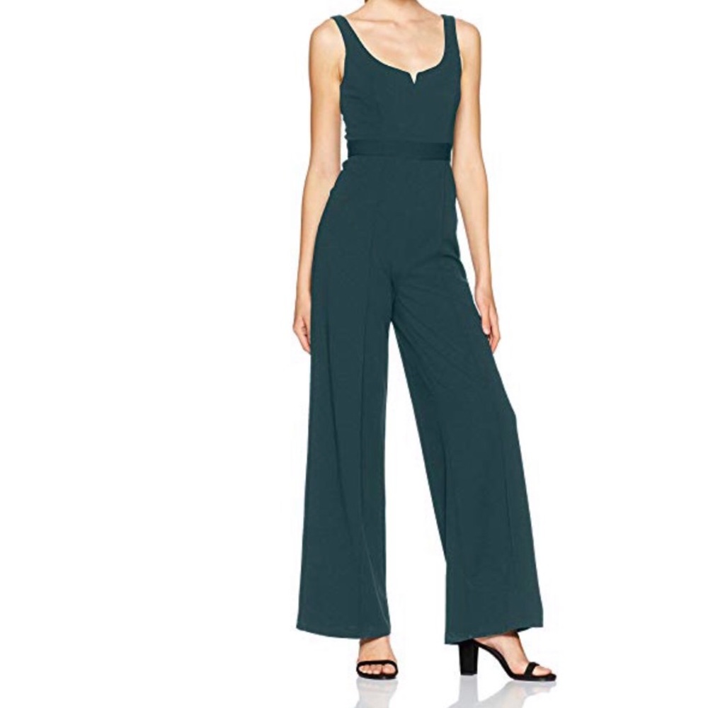 Sweetheart Neckline Jumpsuit, Wide Leg Crepe